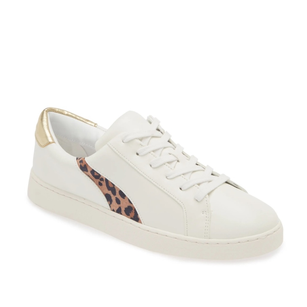Nordstrom White and Gold leopard striped Sneakers